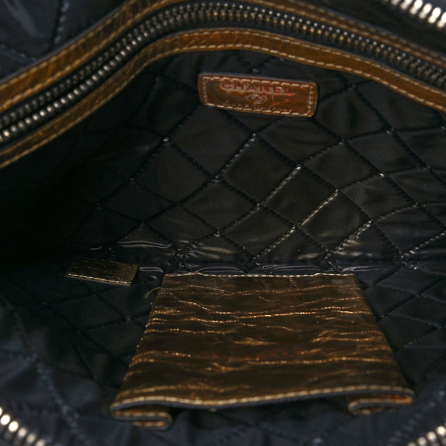 Chanel Metallic Lambskin Medium Je Ne Suis Pas En Solde Pouch Clutch Gold 5 of 8