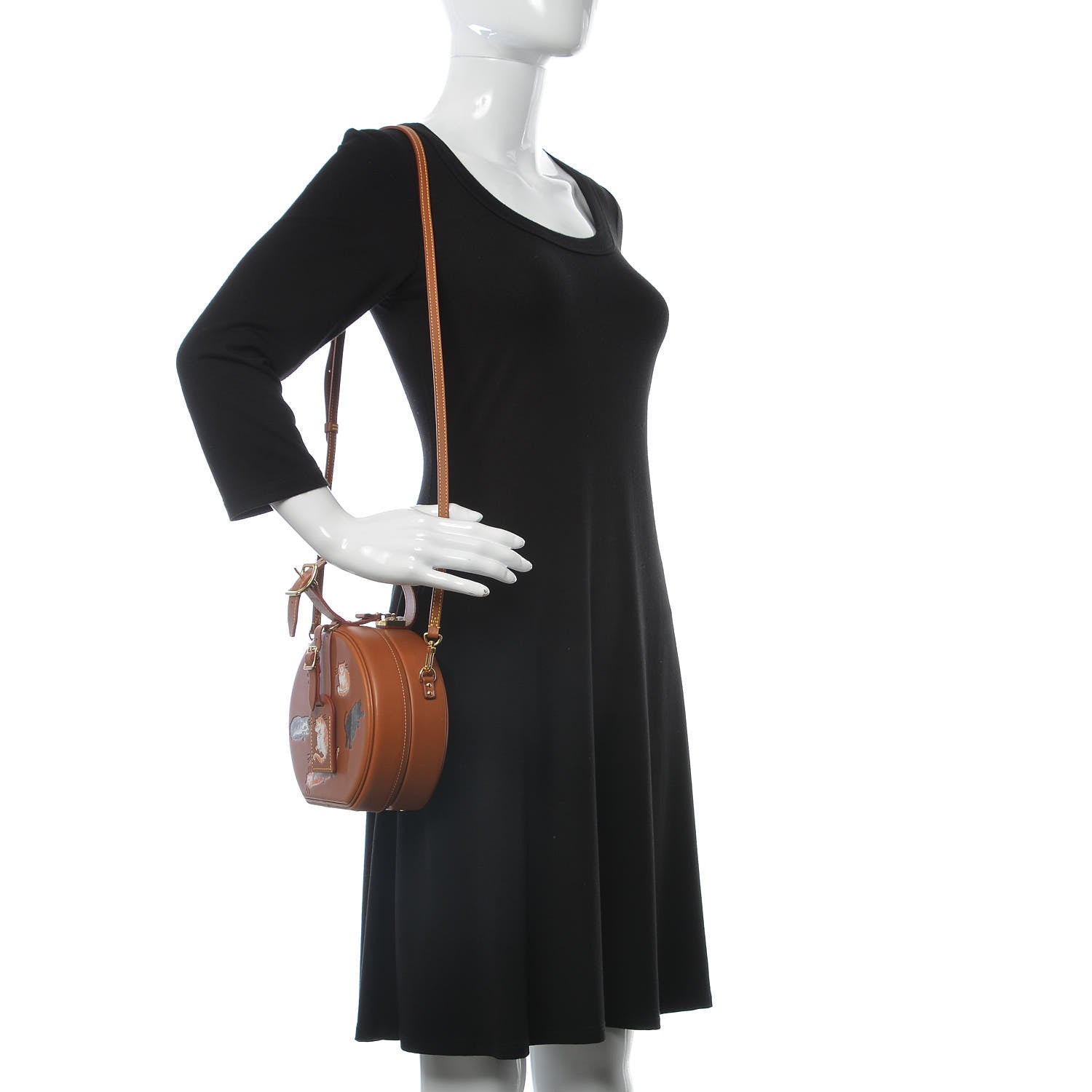 Louis Vuitton Calfskin Catogram Petite Boite Chapeau Tan 2 of 8