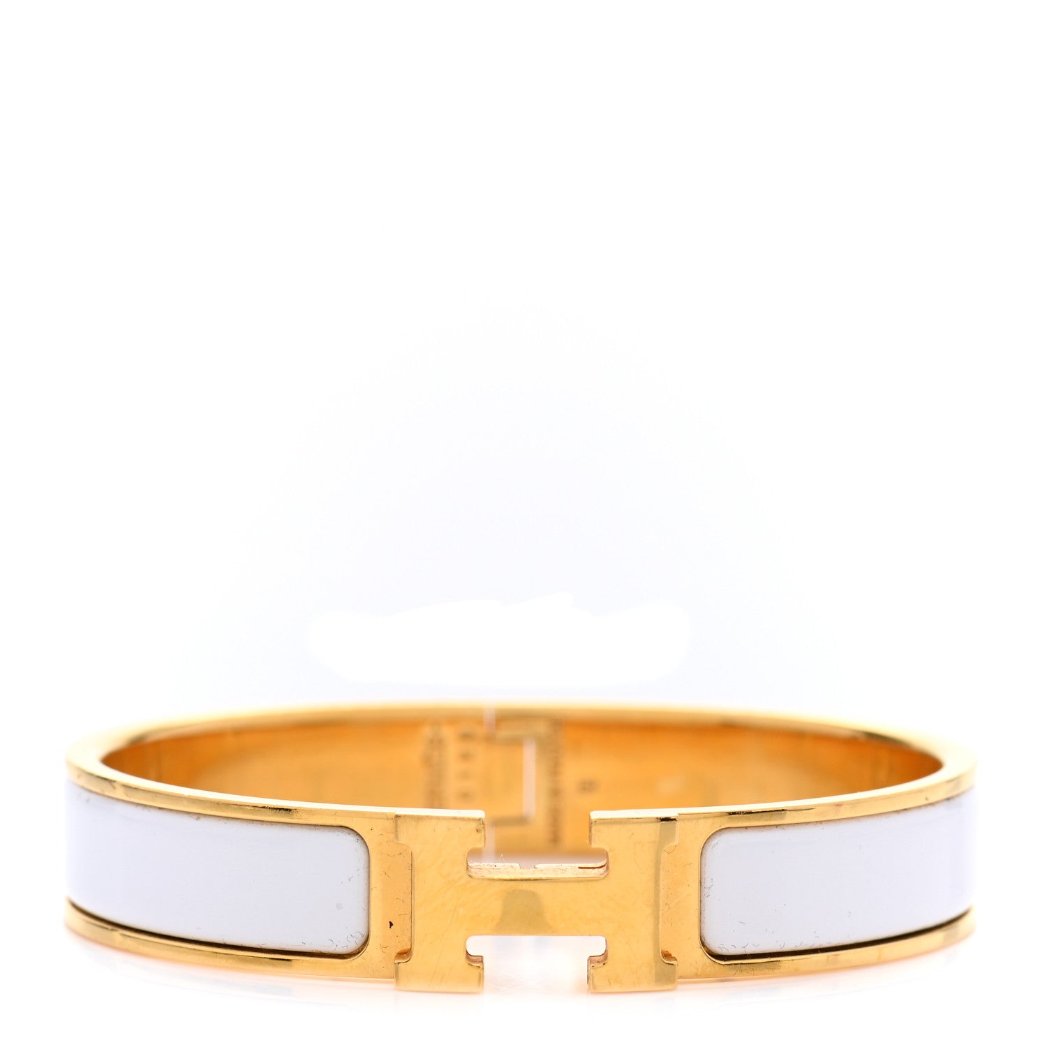 Hermes Enamel Narrow Clic Clac H Bracelet PM White 1 of 5