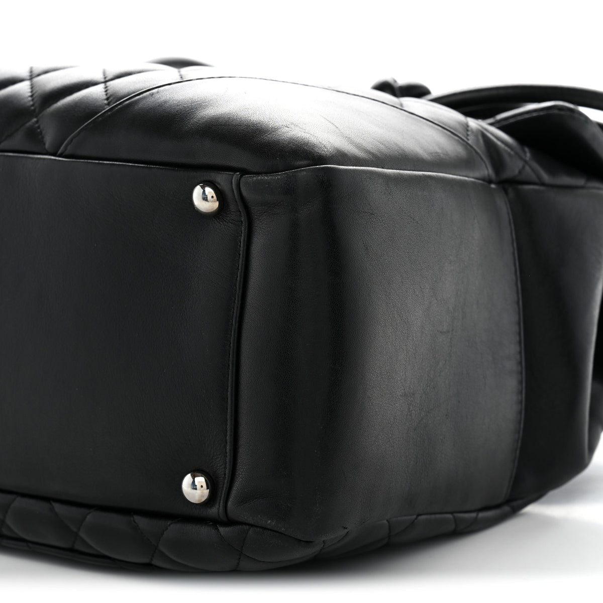 Calfskin Quilted Large Cambon Flap Black White