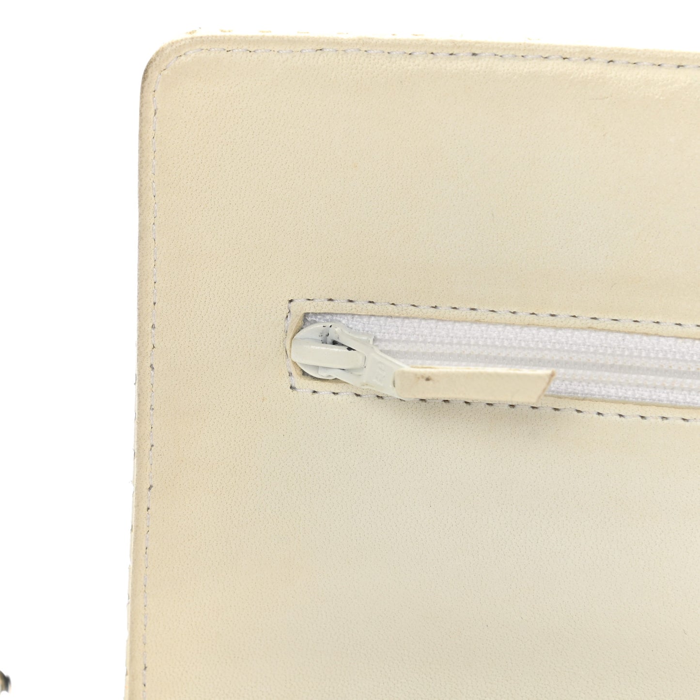 Perforated Lambskin Quilted Wallet On Chain WOC Beige