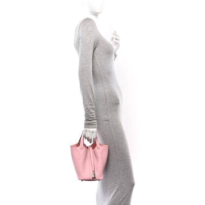 Hermes Taurillon Clemence Picotin Lock 18 PM Rose Sakura 2 of 11