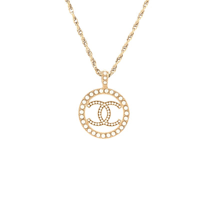 Chanel Pearl CC Round Pendant Necklace Gold 4 of 7