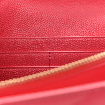 Saint Laurent Grain De Poudre Matelasse Chevron Monogram Chain Wallet Rose Clair 7 of 12
