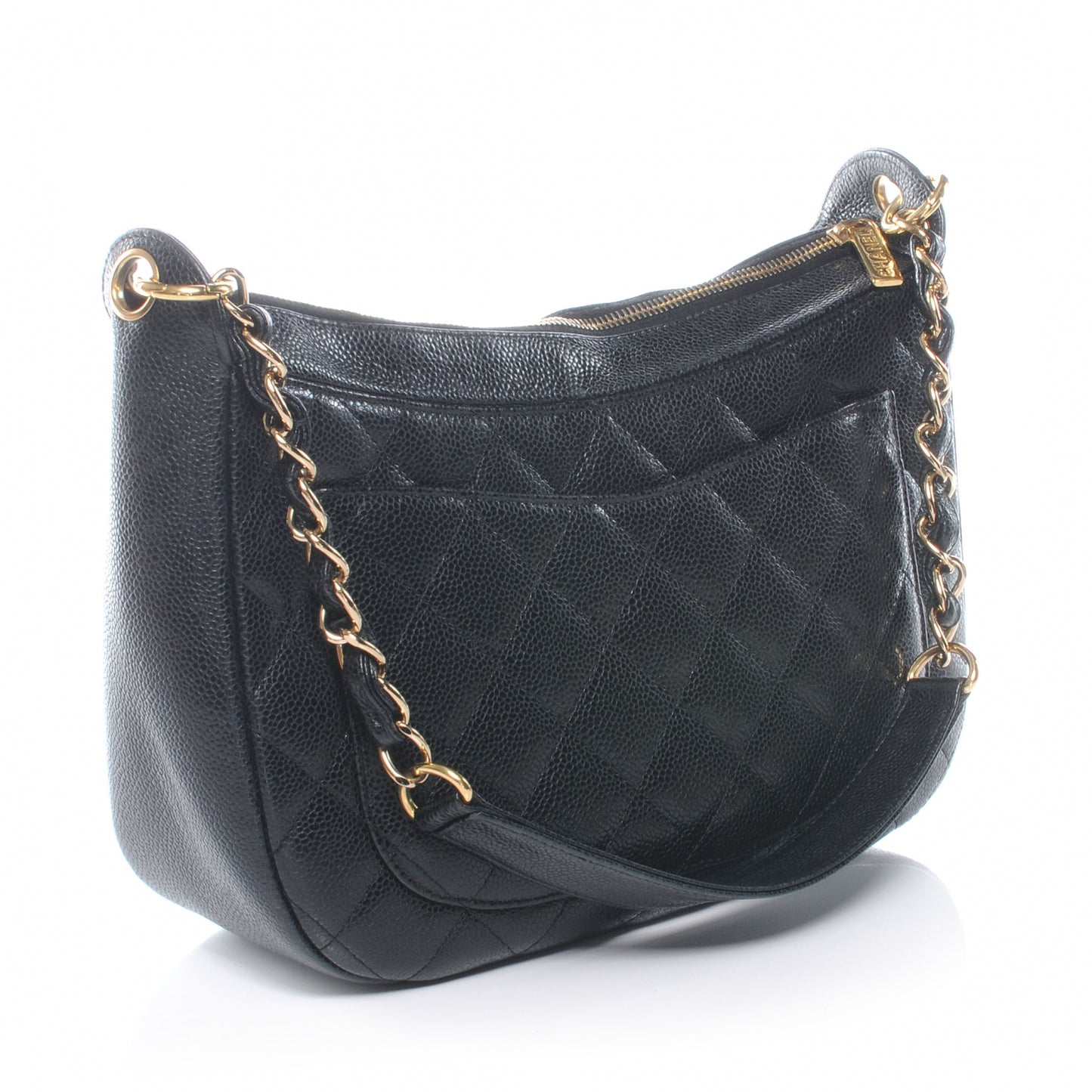 Caviar Quilted Hobo Bag Black