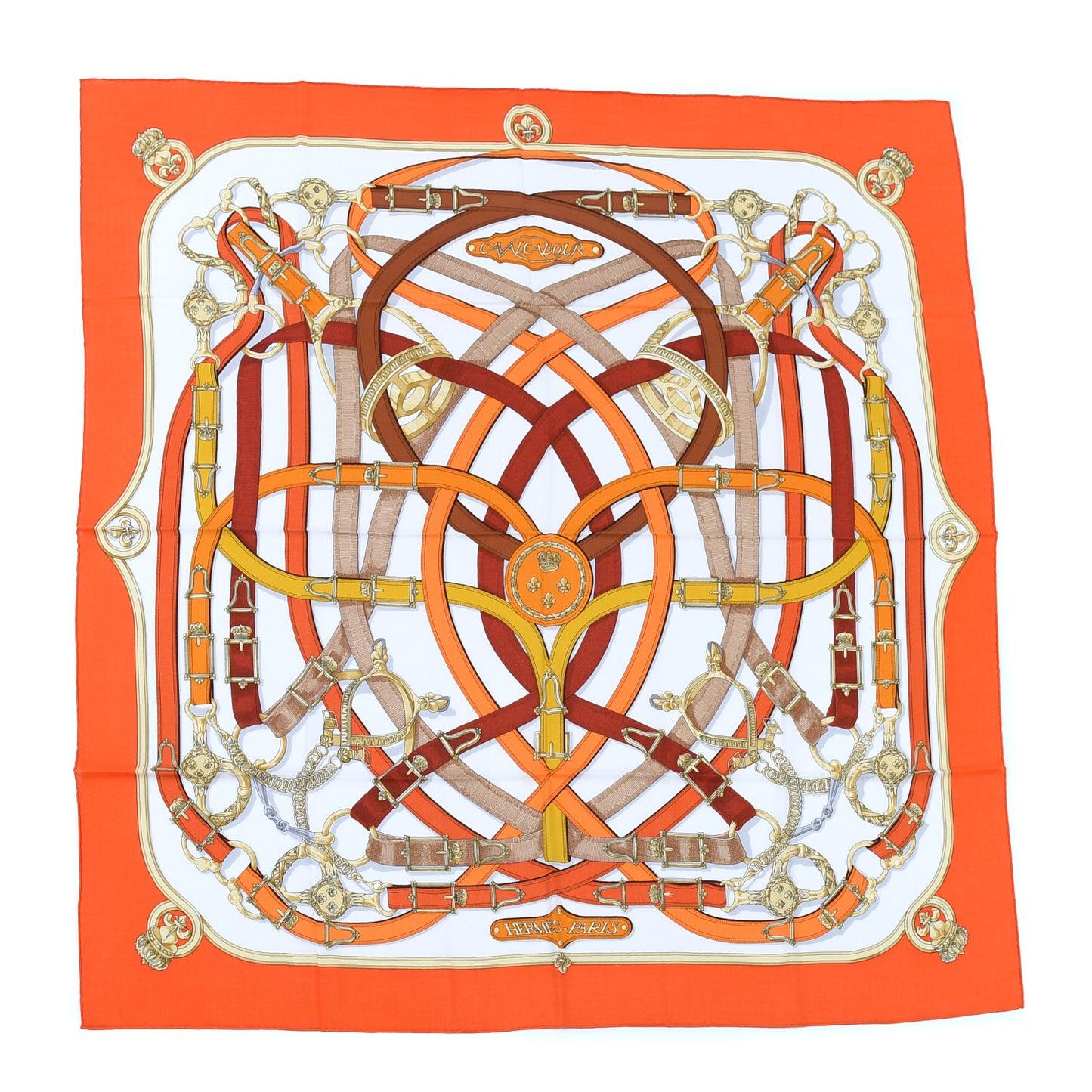 Cashmere Silk Cavalcadour Shawl 140 Orange White Brun