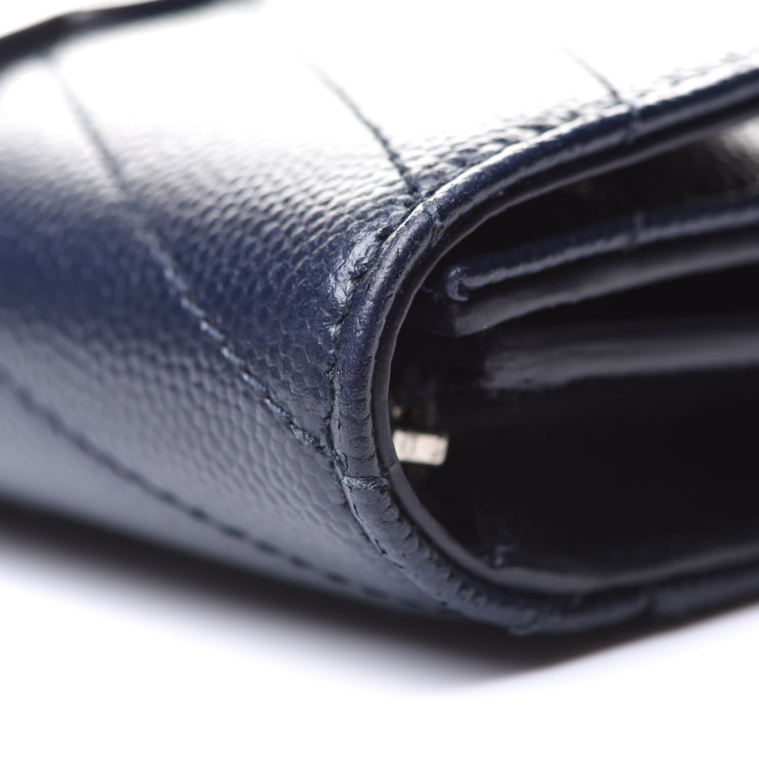 Saint Laurent Grain De Poudre Matelasse Chevron Small Monogram Envelope Wallet Deep Marine 10 of 12