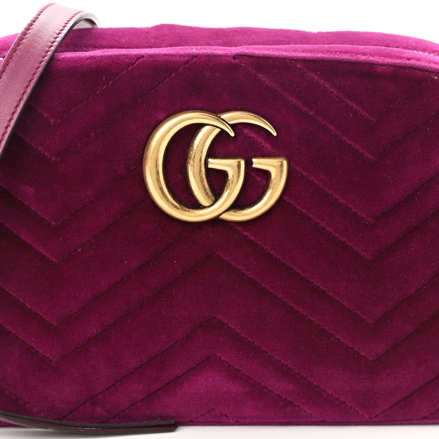 Gucci Velvet Matelasse Small GG Marmont Chain Shoulder Bag Fuchsia Violet Cyclamen 8 of 10