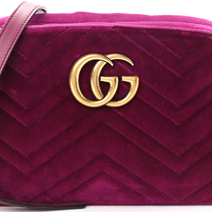 Gucci Velvet Matelasse Small GG Marmont Chain Shoulder Bag Fuchsia Violet Cyclamen 8 of 10