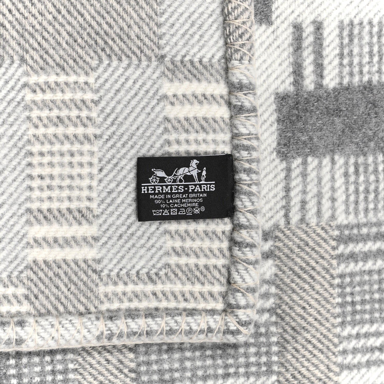 Hermes Wool Cashmere Avalon Paper Block Blanket Gris Acier 3 of 3