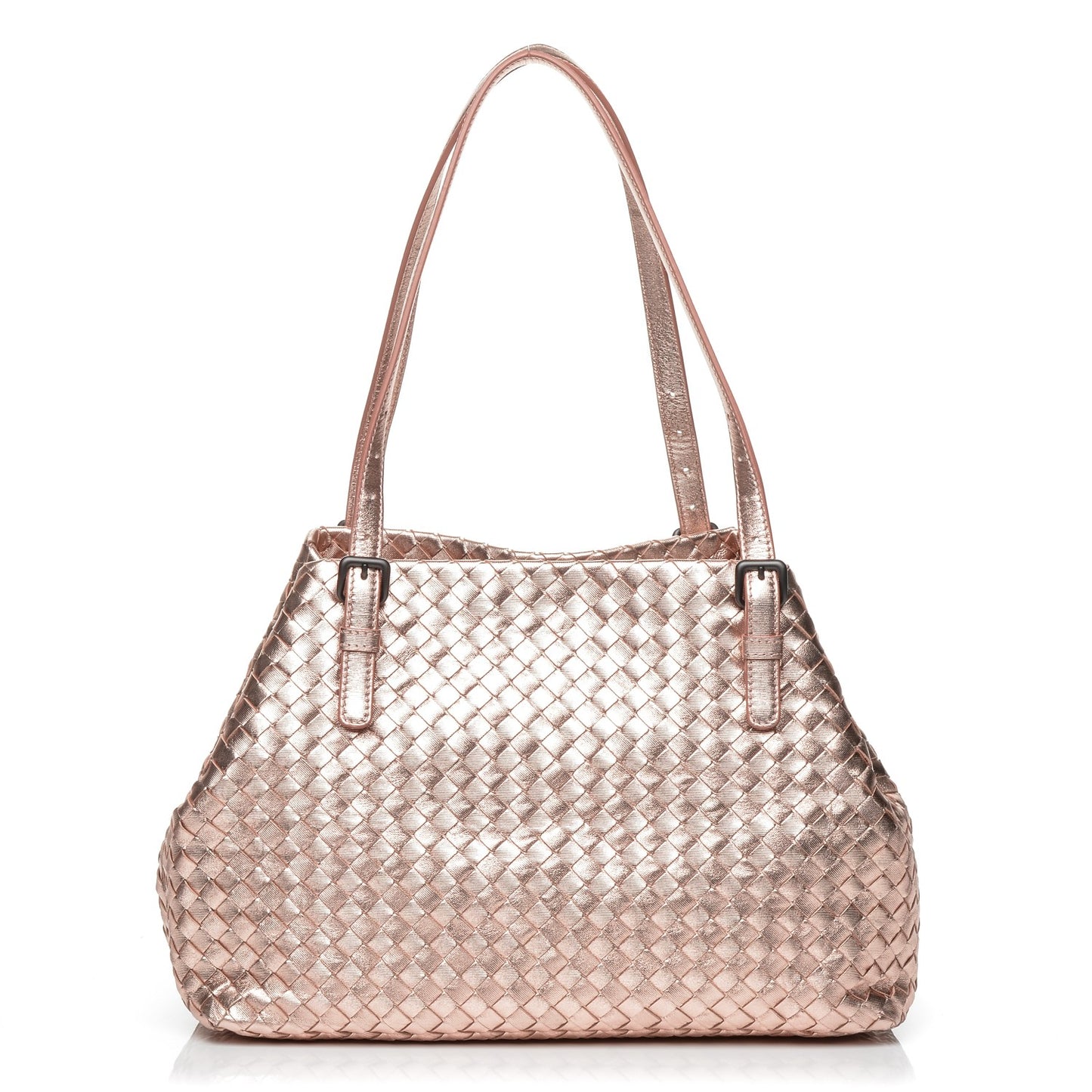 Metallic Grosgrain Intrecciato Medium A Shape Seamless Tote Rose Gold