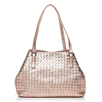 Bottega Veneta Metallic Grosgrain Intrecciato Medium A Shape Seamless Tote Rose Gold 1 of 6