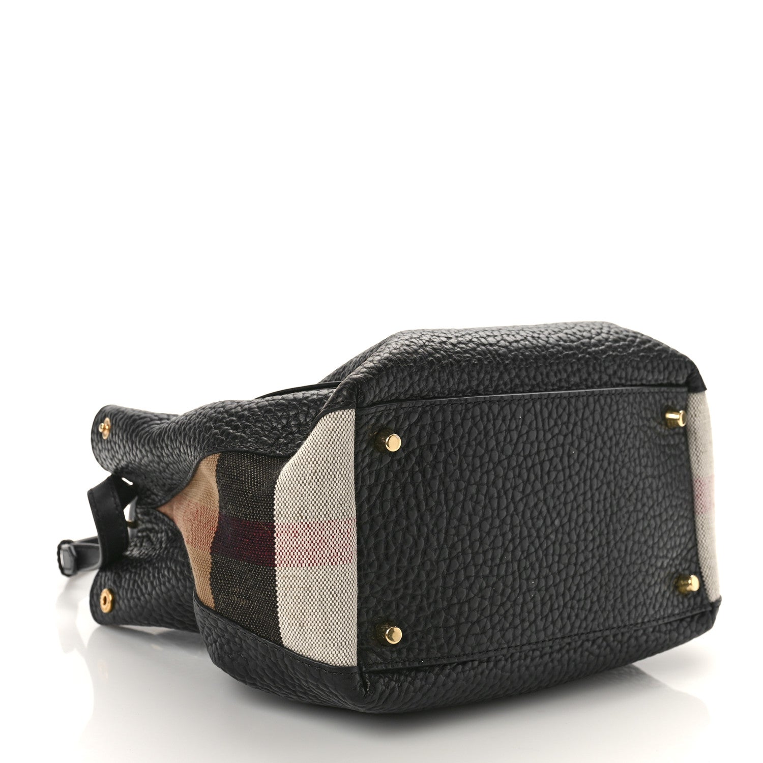 Burberry Grainy Calfskin House Check Small Maidstone Black 4 of 8