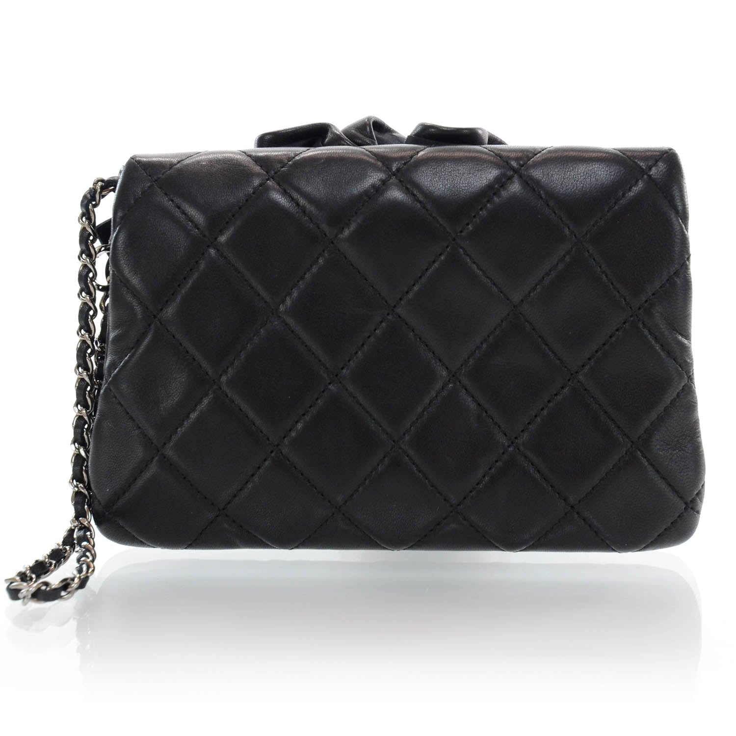 Chanel Lambskin Quilted Camellia Wristlet Black 3 of 8