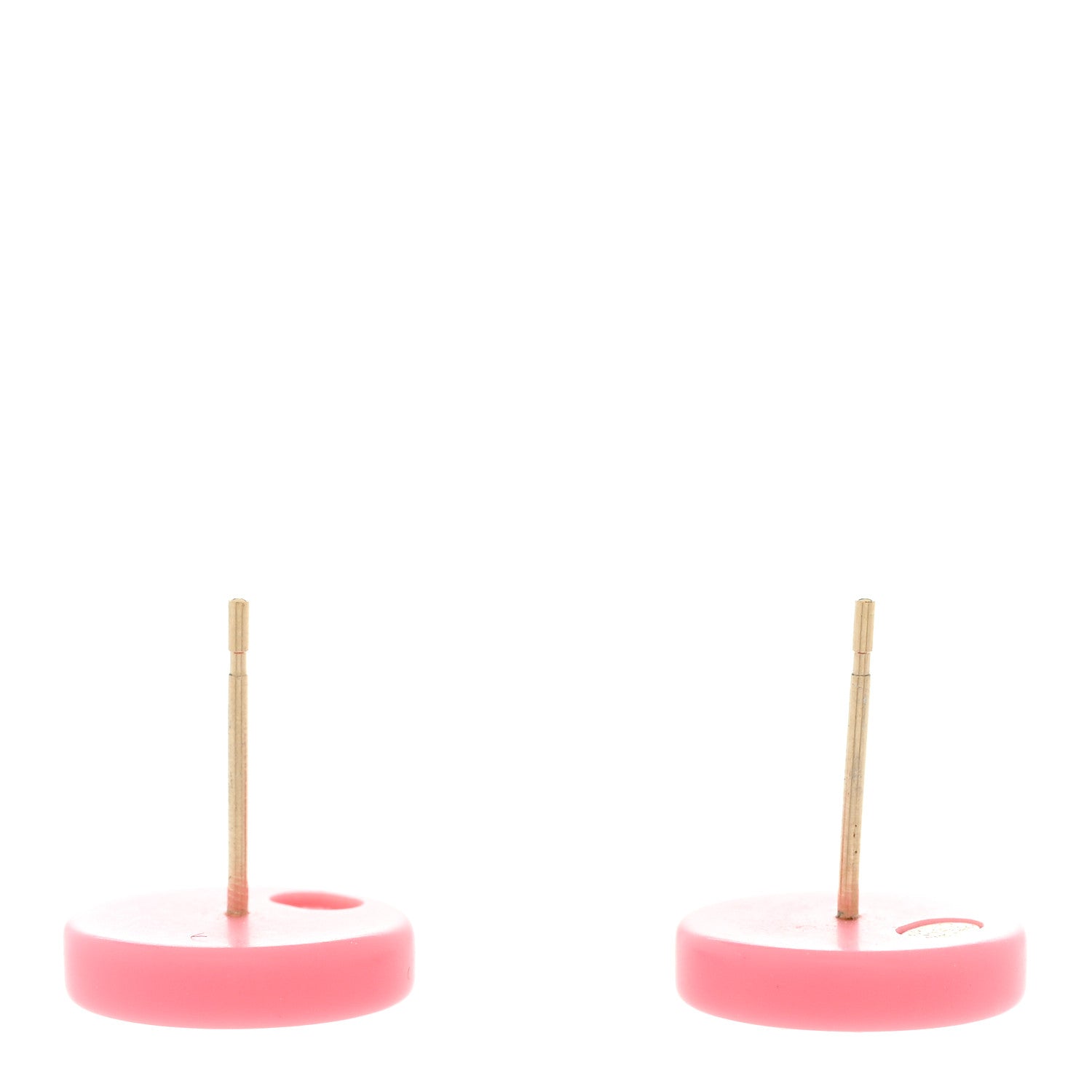 Chanel Resin Crystal Chain CC Round Earrings Gold Pink 4 of 6
