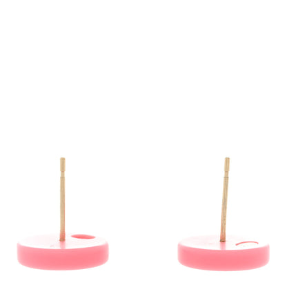 Chanel Resin Crystal Chain CC Round Earrings Gold Pink 4 of 6