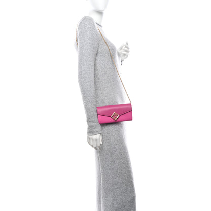 Fendi Vitello King Cruise FF Diamonds Continental Envelope Wallet On Chain Geranio Ciclamino Pilar 2 of 9