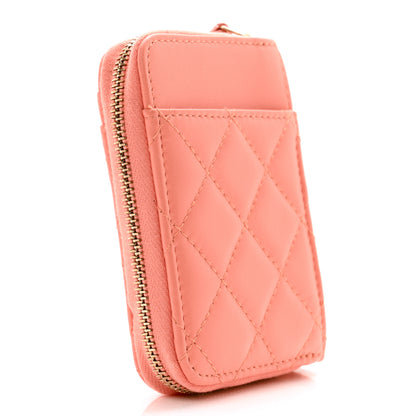 Chanel Lambskin Quilted Zip Card Holder Light Orange 3 of 10