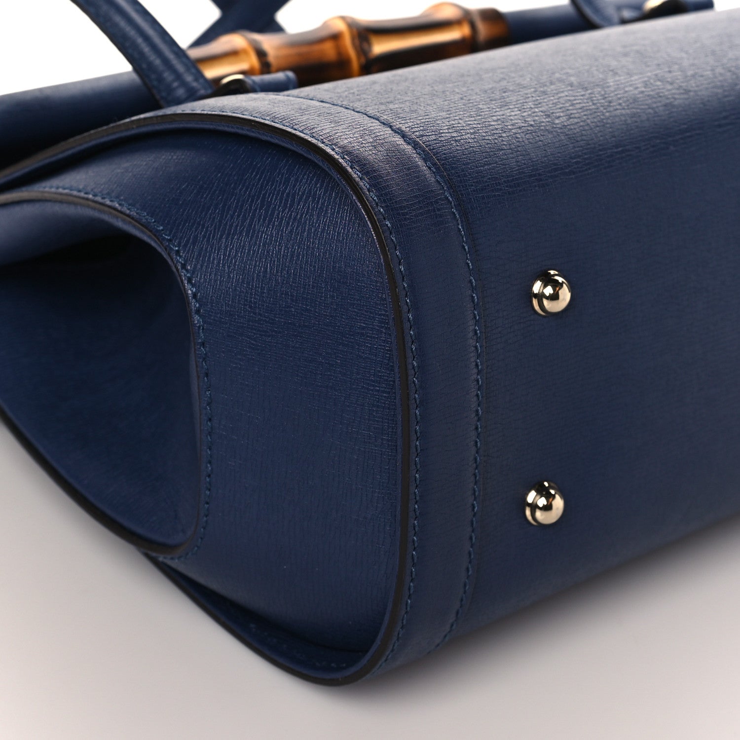 Gucci Calfskin Bamboo Bullet Top Handle Bag Uniform Blue 8 of 9