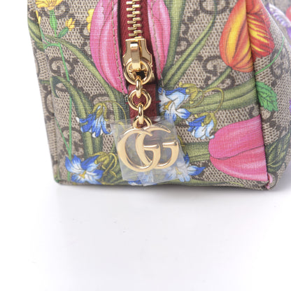 Gucci Soft GG Supreme Monogram Flora Calfskin Medium Ophidia Cosmetic Case Beige Ebony Multicolor Rosso 7 of 10