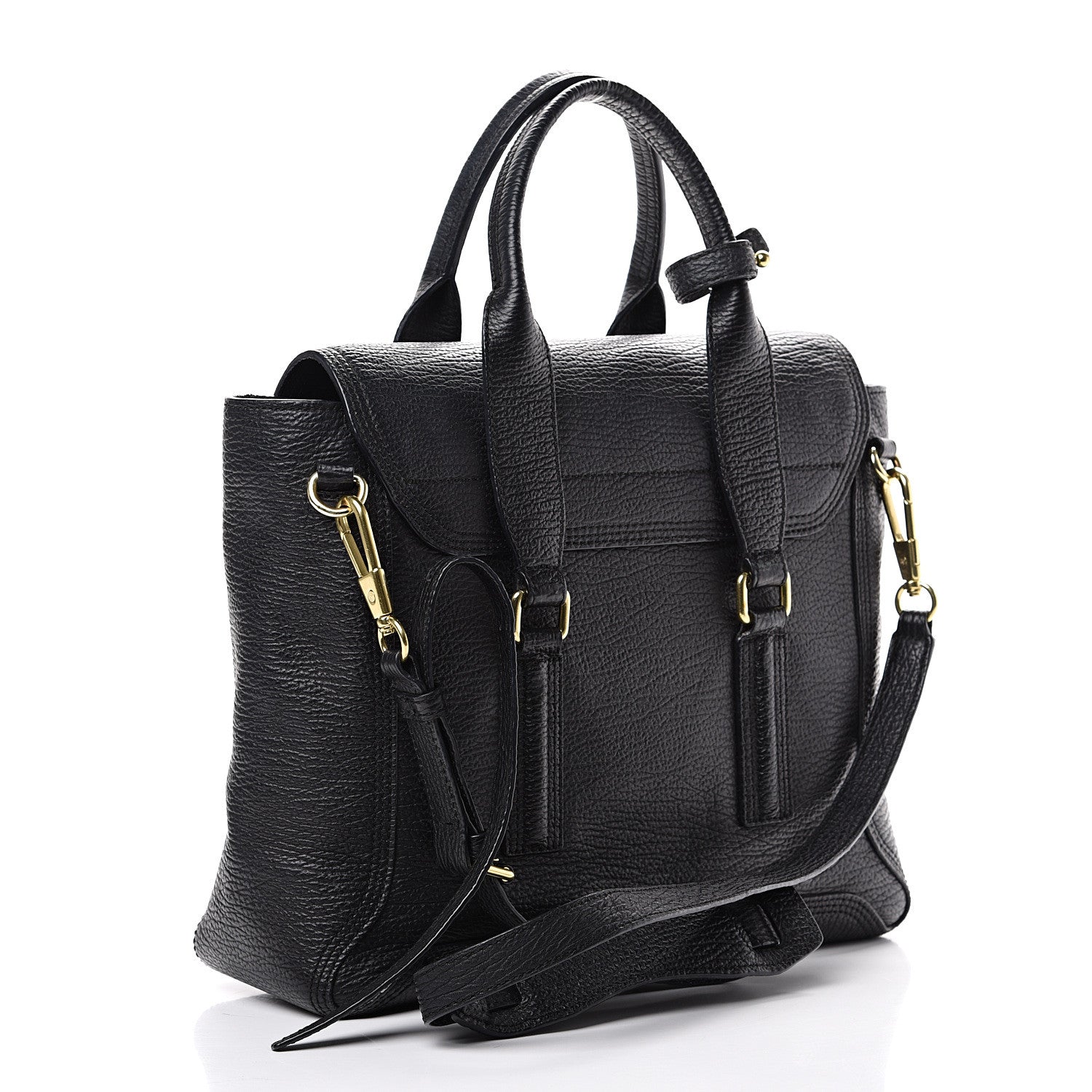 3.1 Phillip Lim 3.1 Textured Calfskin Medium Pashli Satchel Black 2 of 19