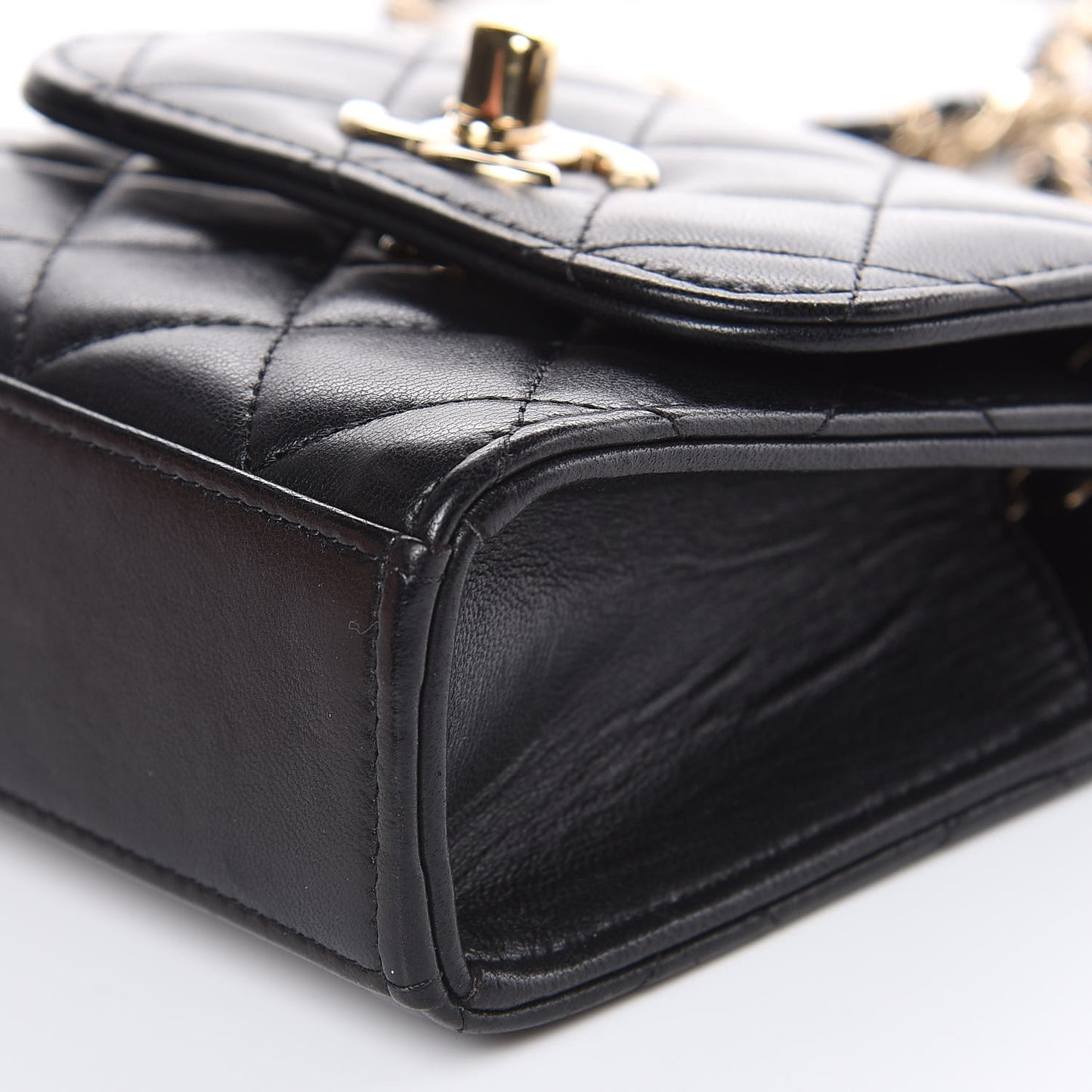 Lambskin Quilted Mini Trendy CC Chain Wallet Black