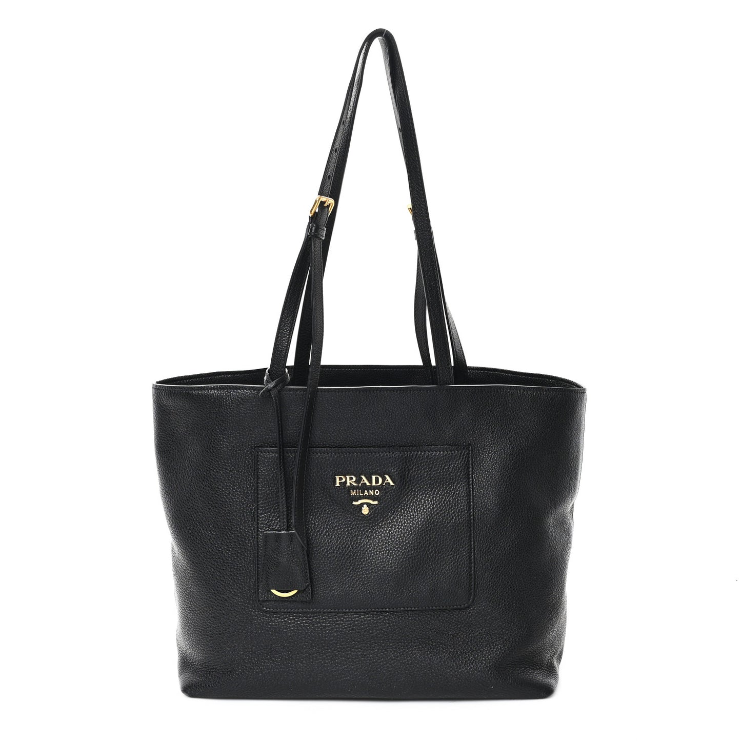 Vitello Daino Pocket Shopping Tote Black