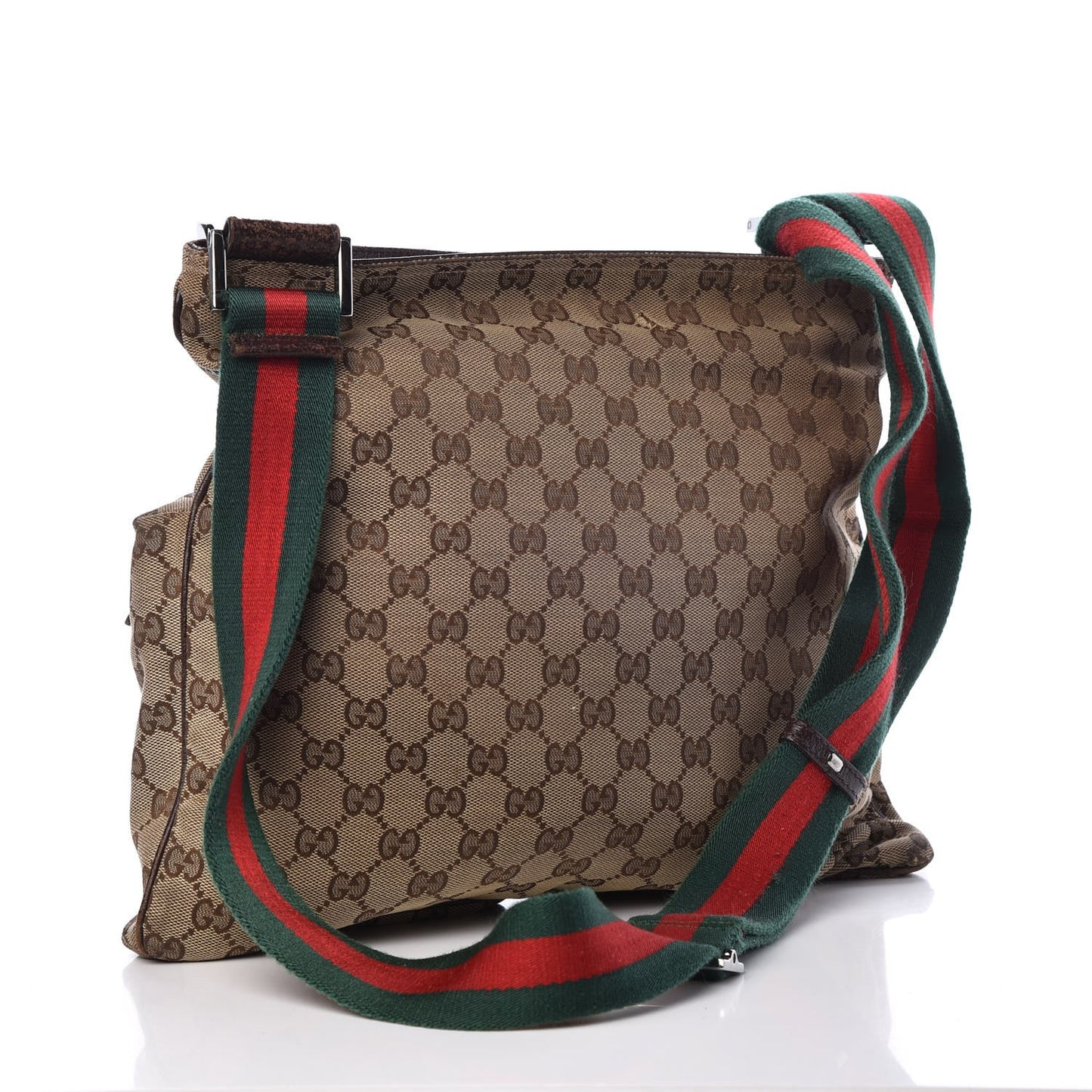 Monogram Web Medium Double Pocket Messenger Bag Dark Brown