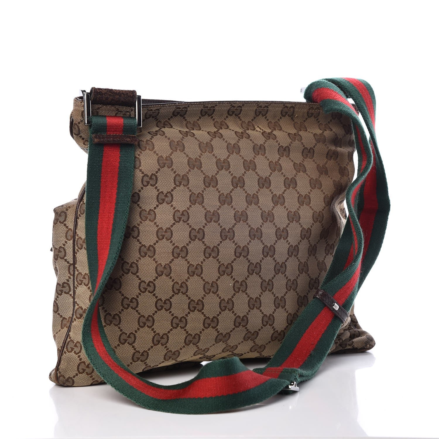 Gucci Monogram Web Medium Double Pocket Messenger Bag Dark Brown 3 of 15