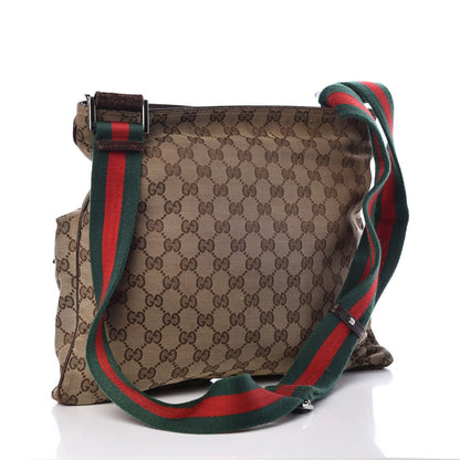 Gucci Monogram Web Medium Double Pocket Messenger Bag Dark Brown 3 of 15