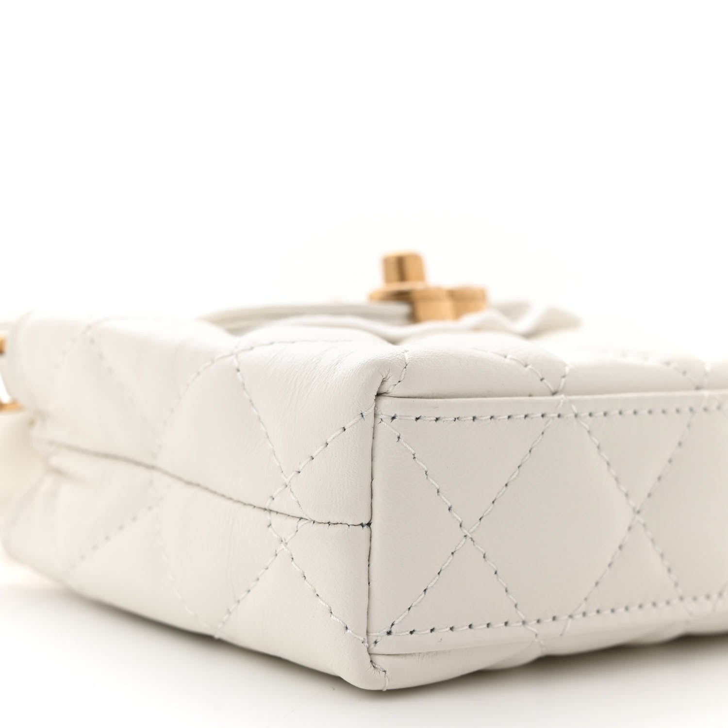 Chanel Shiny Aged Calfskin Quilted Mini Nano Kelly Shopper White 9 of 11