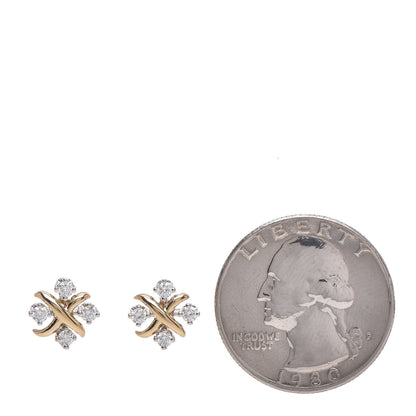 Tiffany Platinum 18K Yellow Gold Diamond Schlumberger Lynn Earrings 2 of 5
