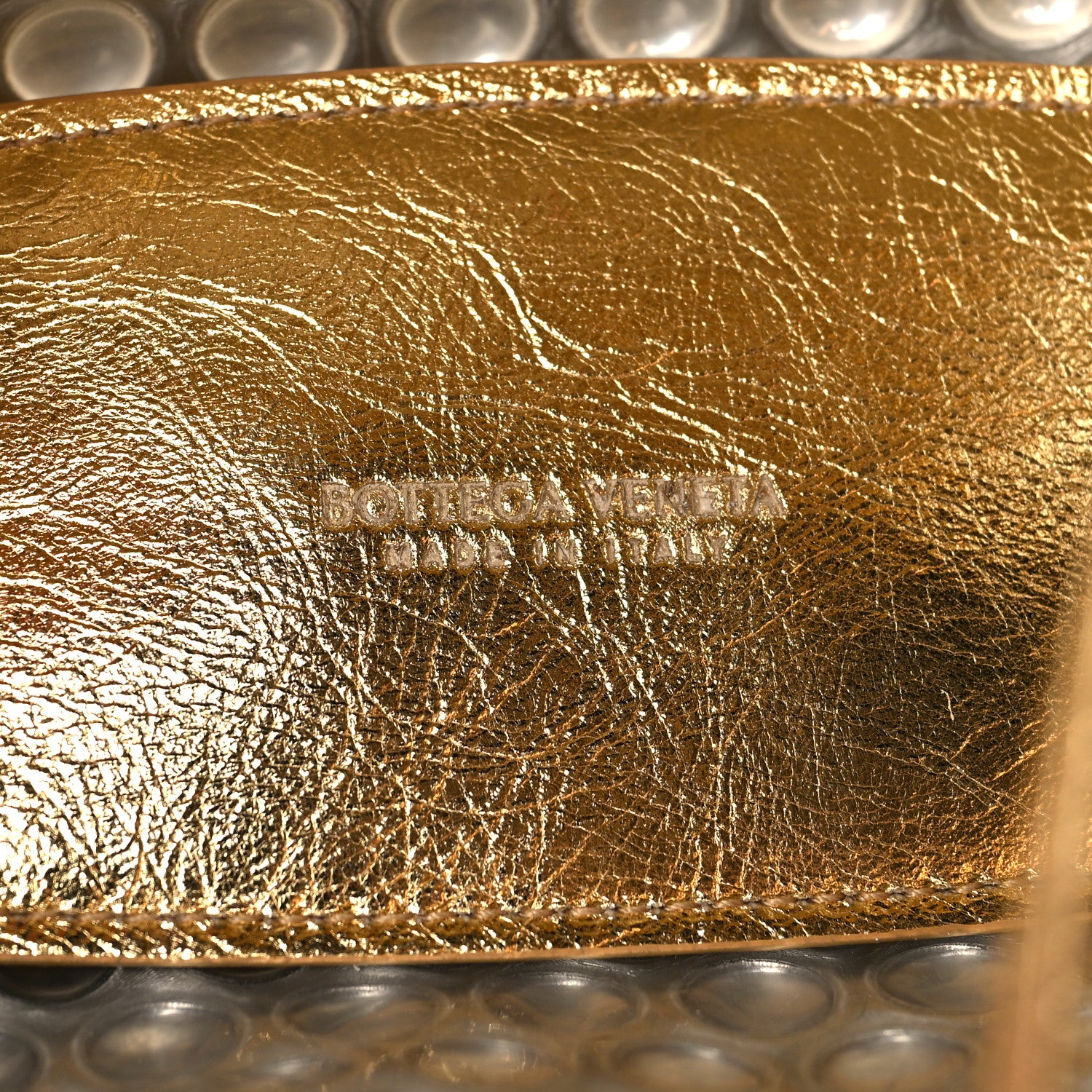 Bottega Veneta Metallic Fabric Bubble Wrap The Mini Pouch Gold 6 of 9