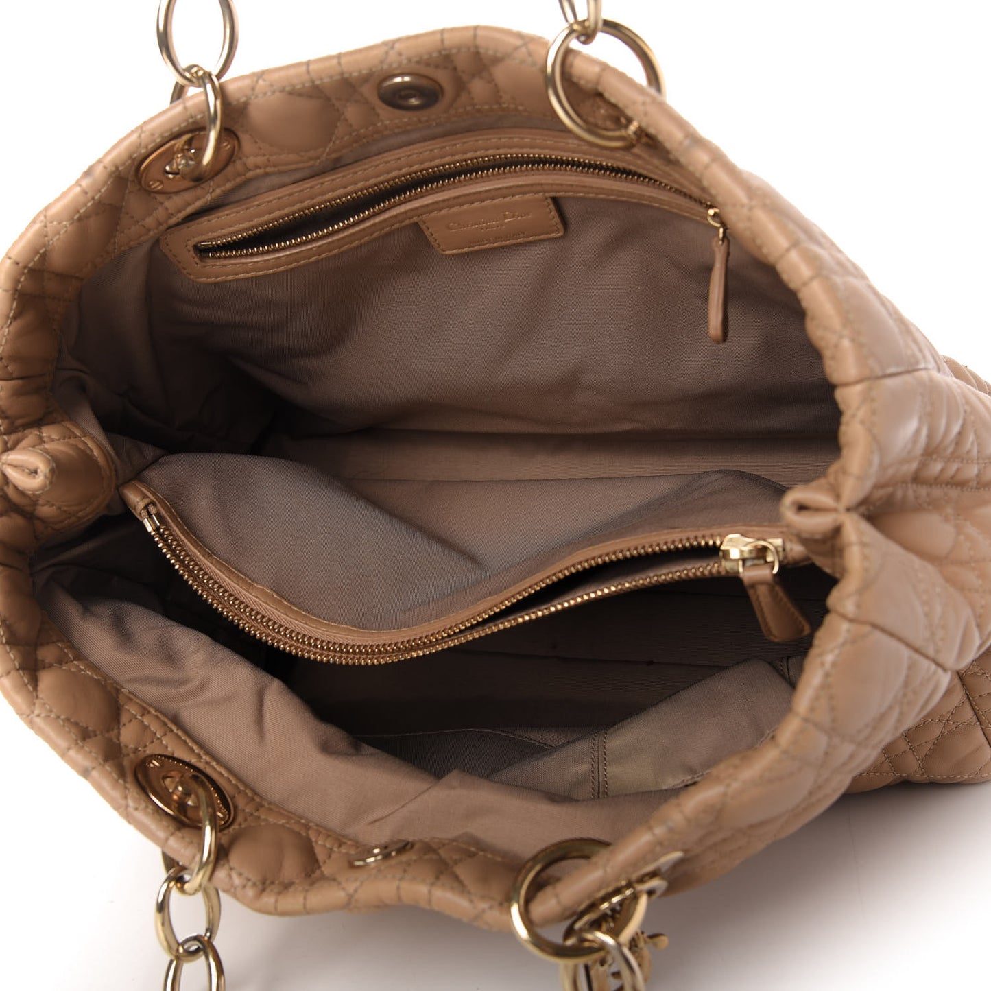 Lambskin Cannage Large Dior Soft Shopping Tote Beige