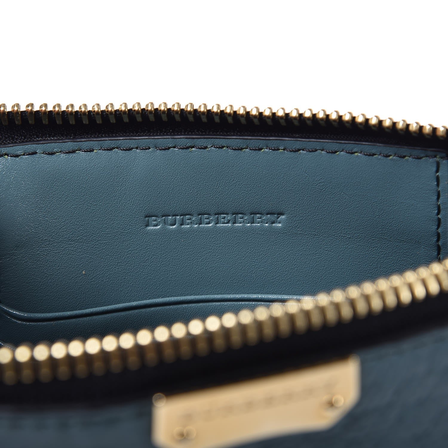 Burberry Signature Grain Calfskin Check Embossed Peyton Crossbody Clutch Bag Celadon Blue 6 of 8