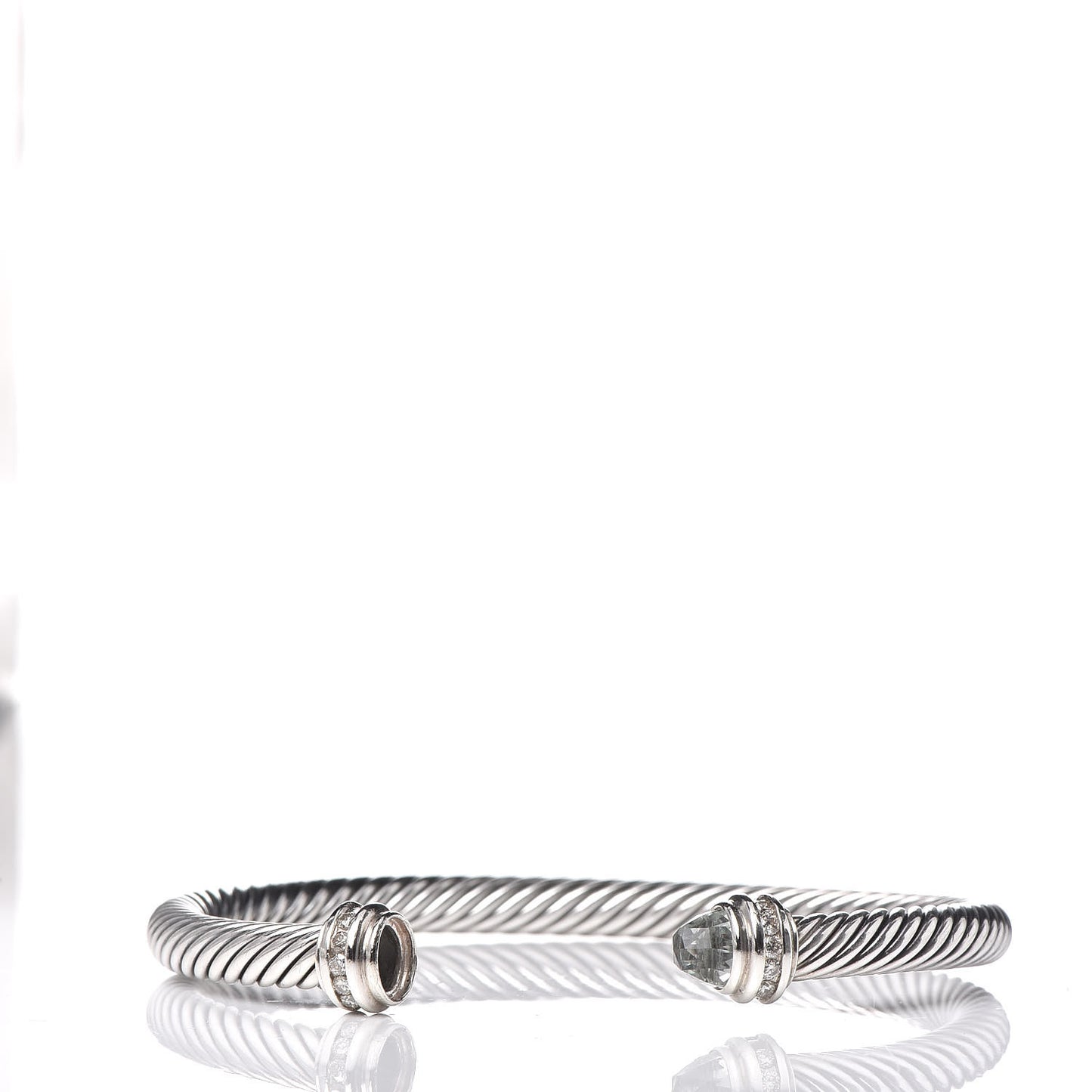 Sterling Silver Diamond Prasiolite 5mm Cable Classics Bracelet