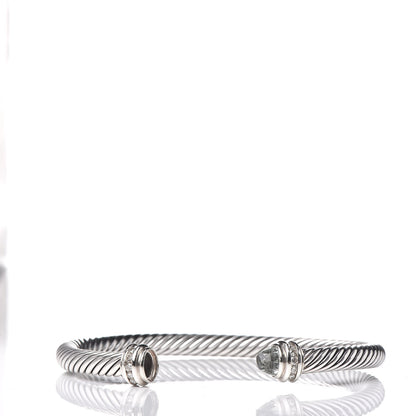 David Yurman Sterling Silver Diamond Prasiolite 5mm Cable Classics Bracelet 1 of 5