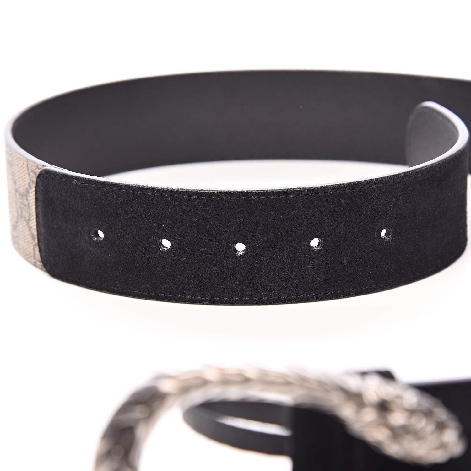 Gucci GG Supreme Monogram Suede Dionysus 40mm Belt 85 34 Beige Black 5 of 7
