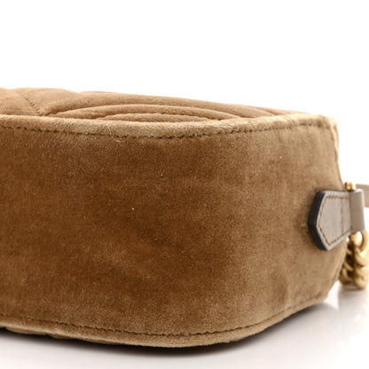Gucci Velvet Matelasse Small GG Marmont Chain Shoulder Bag Taupe 10 of 10