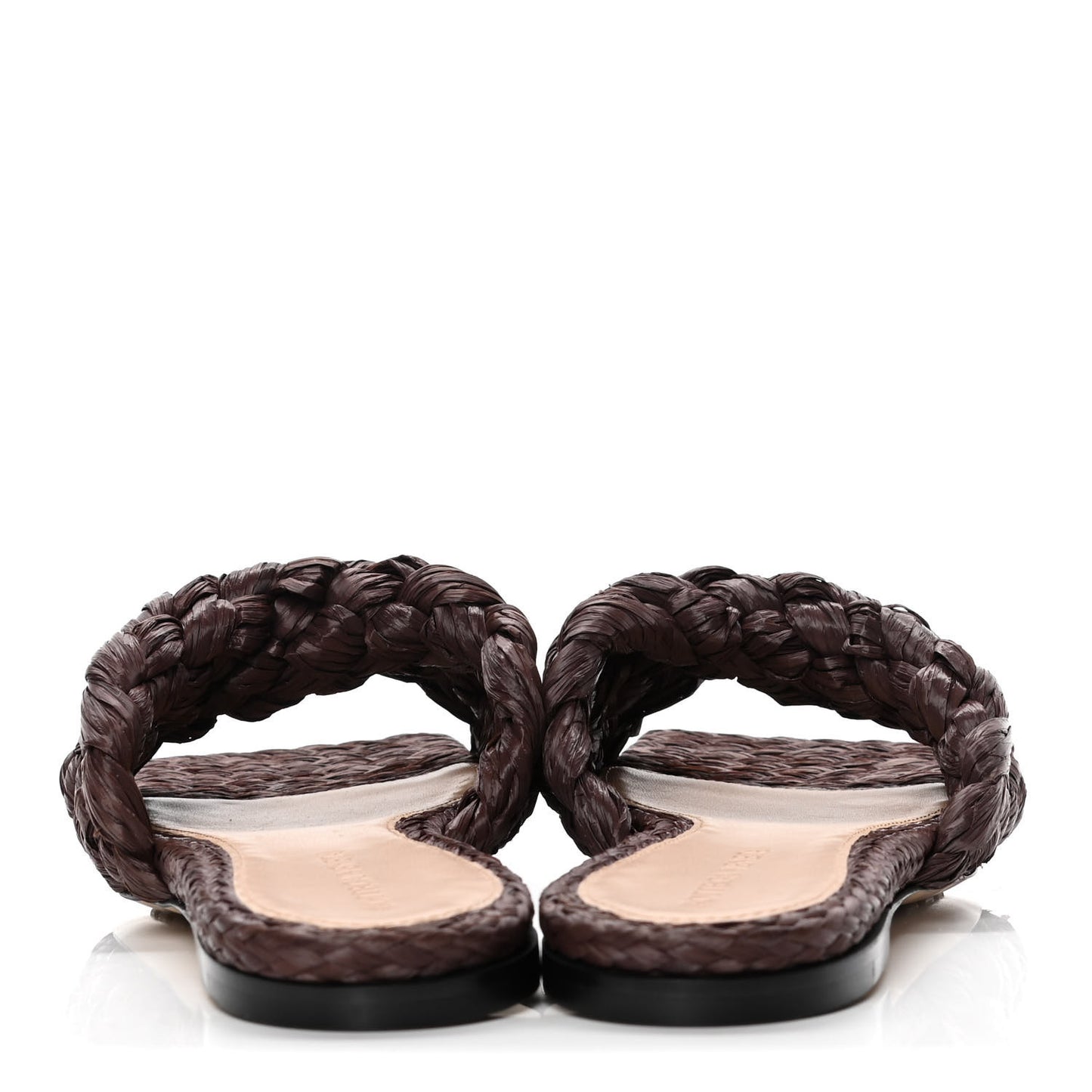 Raffia Twisted Intrecciato Stretch Flat Sandals 38 Bitter Chocolate