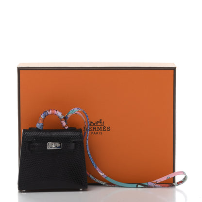 Hermes Lizard Mini Kelly Twilly Bag Charm Black 6 of 6