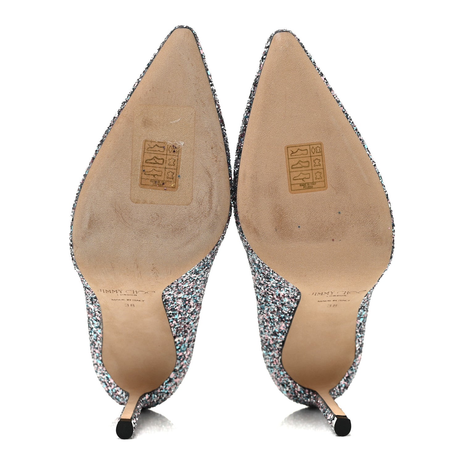 Jimmy Choo Glitter Pointy Toe Romy 85 Pumps 38 Bubblegum Mix 5 of 10