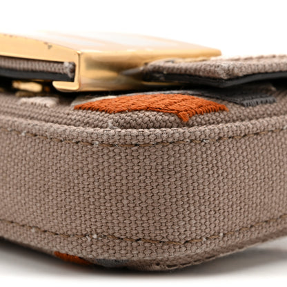 Fendi Canvas Vitello King FF Embroidered Nano Maxi Buckle Baguette Charm Tartufo Ebano 10 of 12