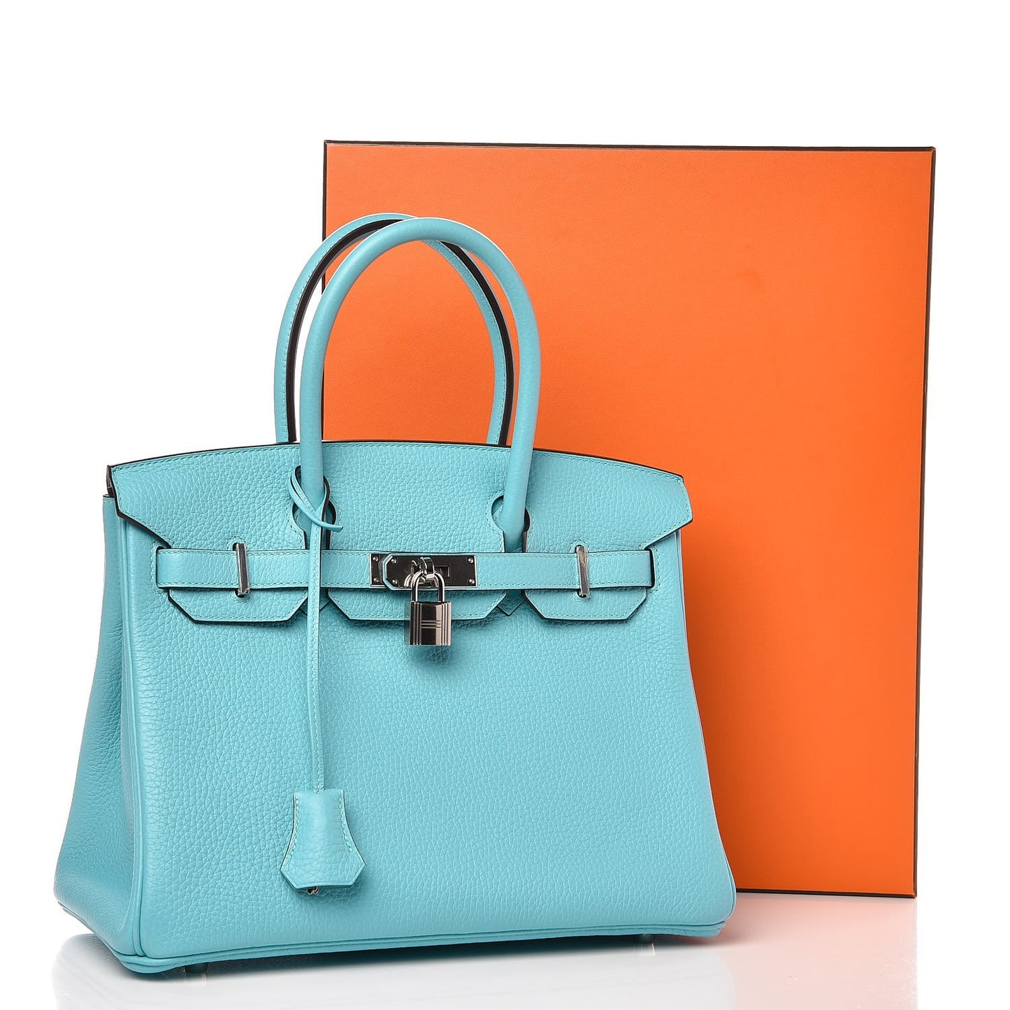 Taurillon Clemence Birkin 30 Bleu Atoll