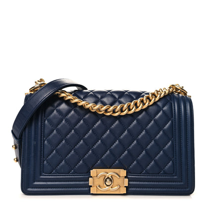 Chanel Lambskin Quilted Medium Boy Flap Dark Blue 1 of 15