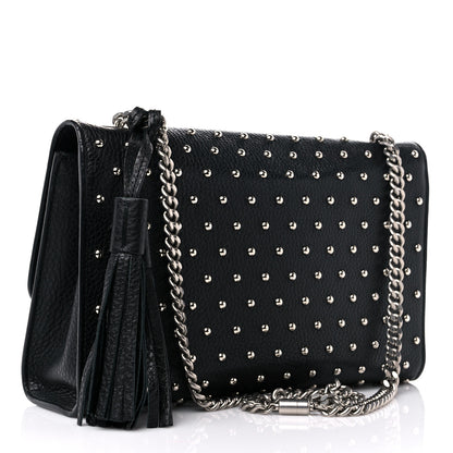 Gucci Calfskin Studded Medium Miss Bamboo Shoulder Bag Black 3 of 12
