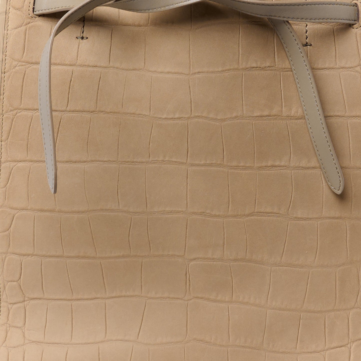 Crocodile Embossed Nubuck Small Belt Cabas Phantom Beige