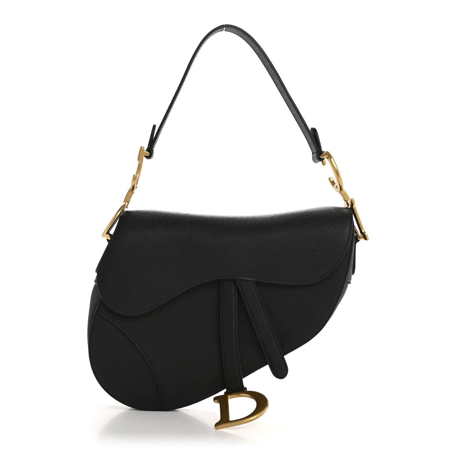 Christian Dior Grained Calfskin Saddle Bag Black 1 of 13