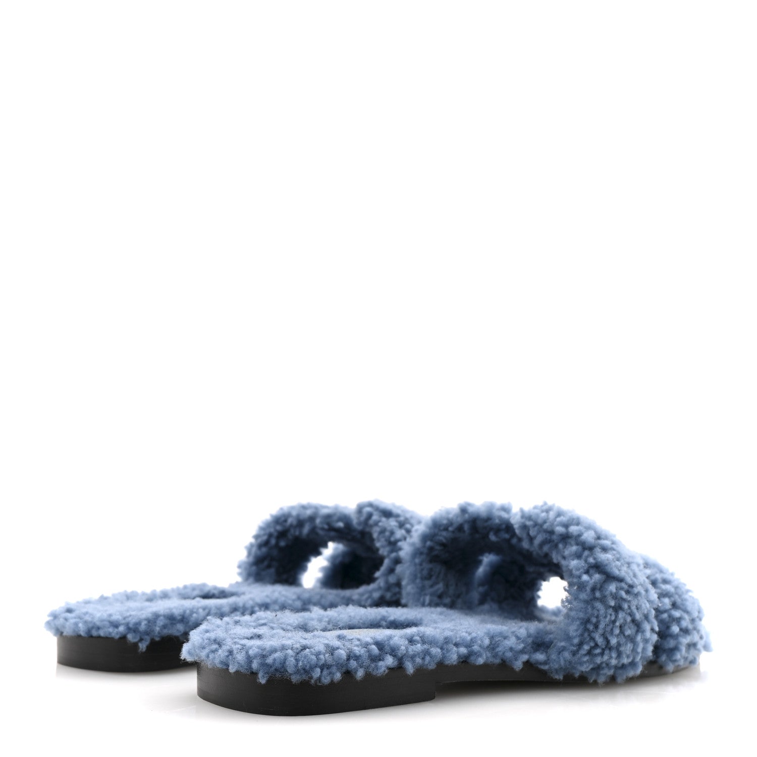 Hermes Woolskin Oran Sandals 38.5 Bleu 5 of 9