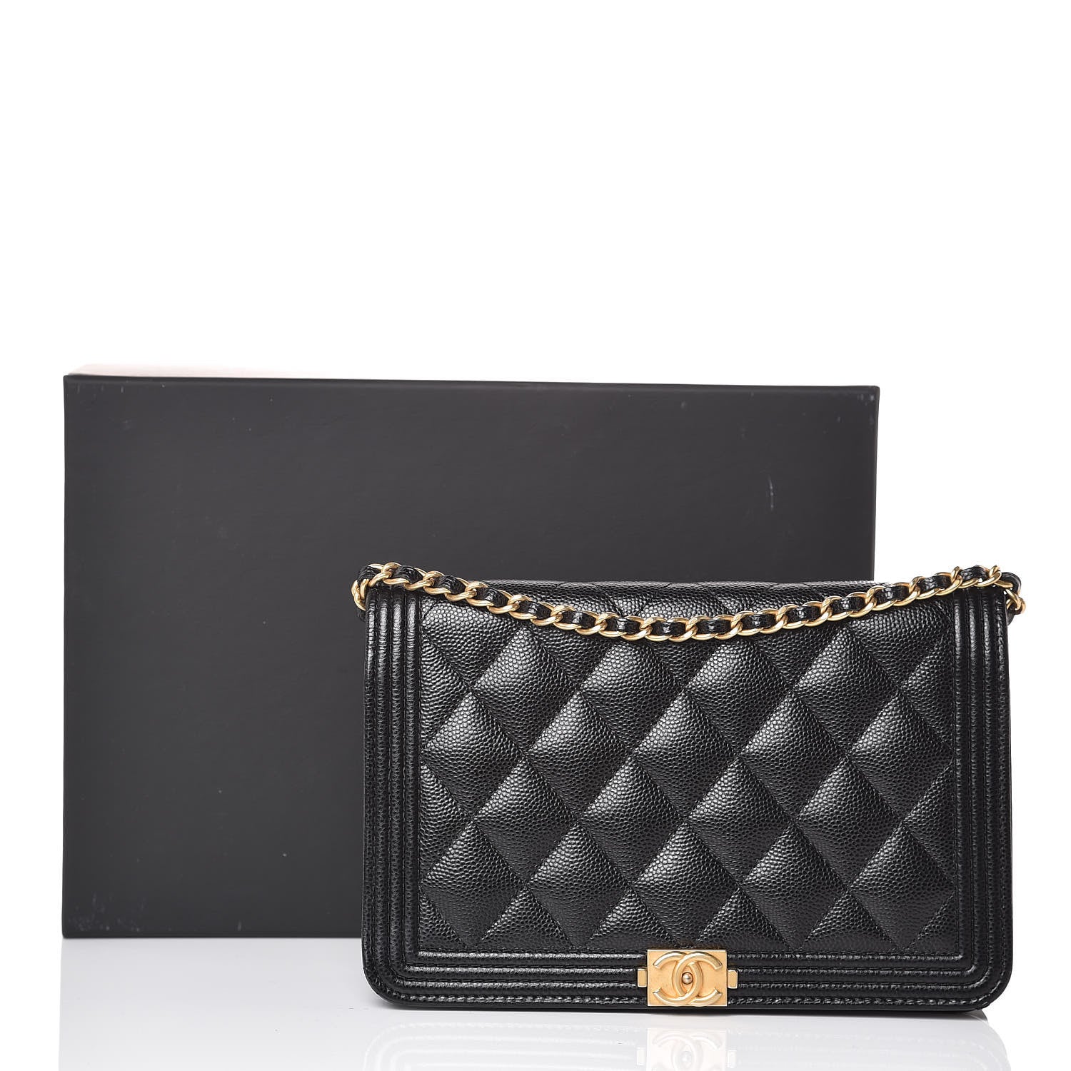 Chanel Caviar Quilted Boy Wallet On Chain WOC Black 13 of 13
